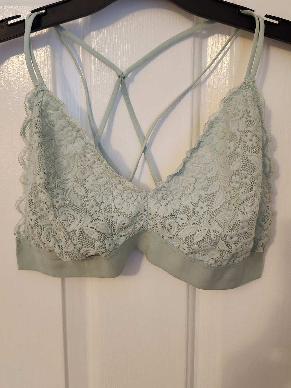 Lace BRALETTE -Xhilaration Brand in Light Mint with Crisscross Back